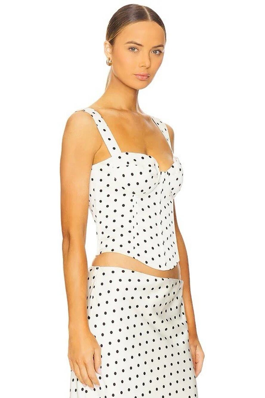 NWT Runaway The Label Karlita Bustier Corset Black White Polka Dot Top S